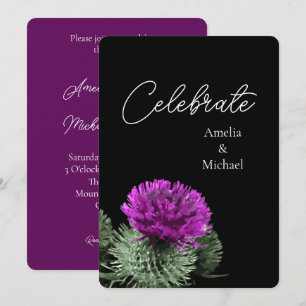 Purple Thistle Wedding Invitation