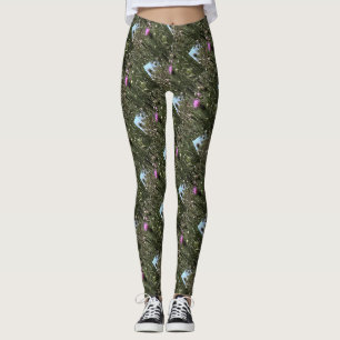 Purple Thistle Wildflower Realistic Art  Leggings