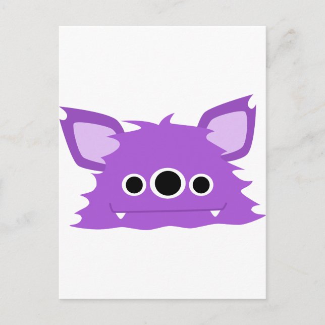 Purple Three Eyed Monster Postcard (Front)