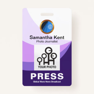 Purple Tidal Wave Curvature Press Photo Template Badge