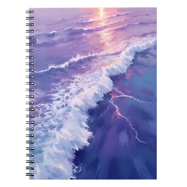 Purple Tide | Ocean Waves Watercolor Painting Notebook (Front)