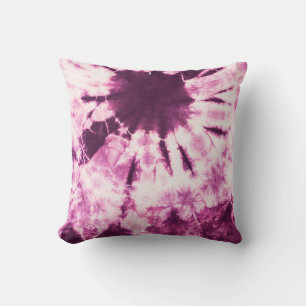 Purple Tie Dye Batik Texture Throw Pillow