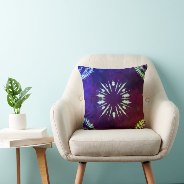 Purple Tie Dye Throw Pillow (Chair)