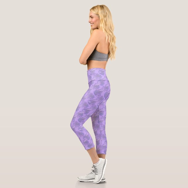 Purple Tiger Pattern Capri Leggings (Left)