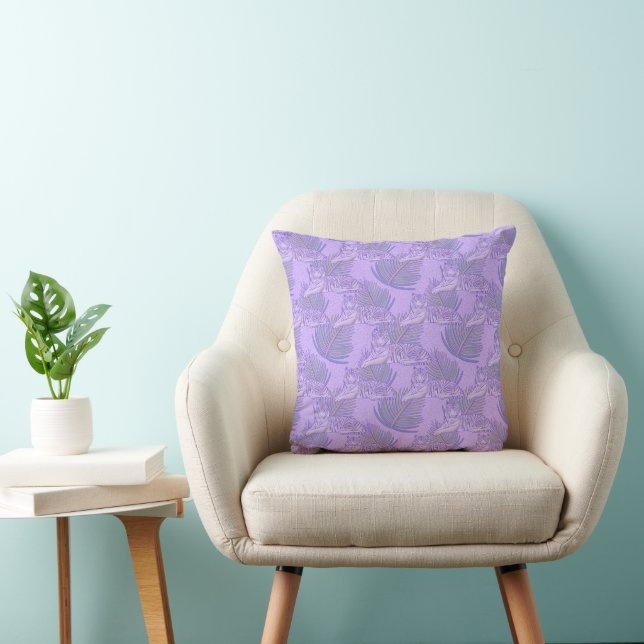 Purple Tiger Pattern Throw Pillow (Chair)