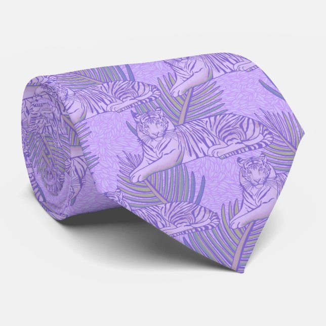 Purple Tiger Pattern Tie (Rolled)
