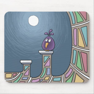 Purple Tiki Bird with full moon Mouse Pad