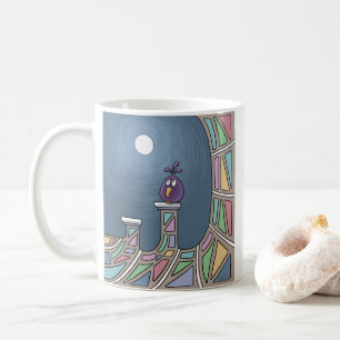 Purple Tiki Bird with full moon Two-Tone Coffee M Coffee Mug