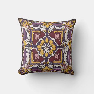 Purple Tile  Throw Pillow