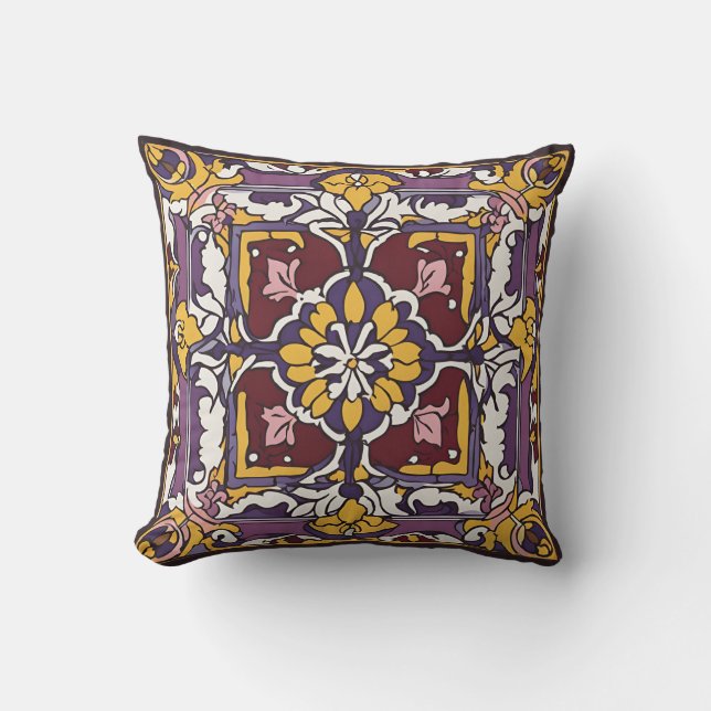 Purple Tile  Throw Pillow (Front)