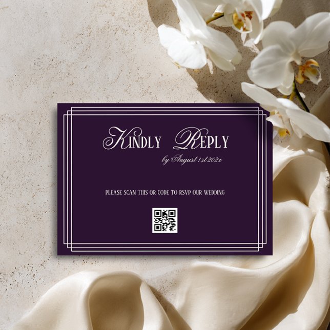 Purple Timeless Old Money Wedding RSVP Card (Creator Uploaded)