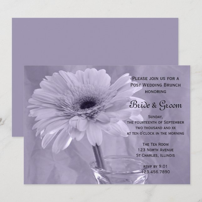 Purple Tinted Daisy Post Wedding Brunch Invitation (Front/Back)