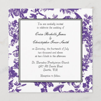 Purple Toile Wedding Invitation