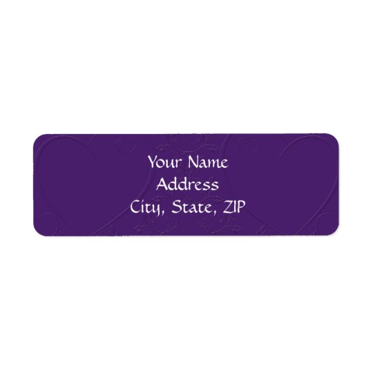 Purple Tone on Tone Linked Hearts Return Address Label