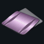 Purple Tones Brushed Aluminum Look Laptop Sleeve<br><div class="desc">Metallic muted purple design brushed aluminum look pattern. Stripes of black geometric pattern.</div>