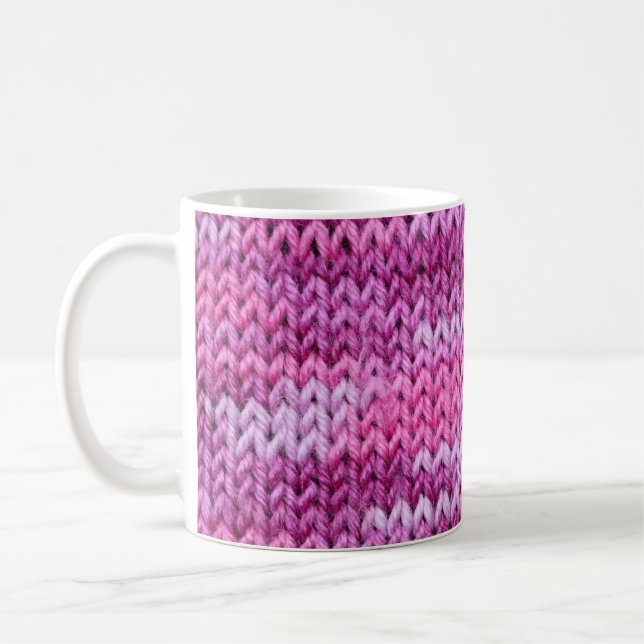 Purple Tones Knitted Fabric Texture Coffee Mug (Left)