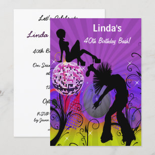 purple totally 80's retro  party Invitation
