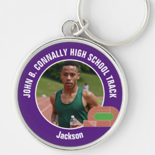 Purple Track & Field Photo High School Athlete Keychain