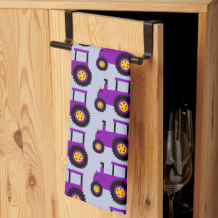 Purple Tractor Design Any Colour Background Kitchen Towel