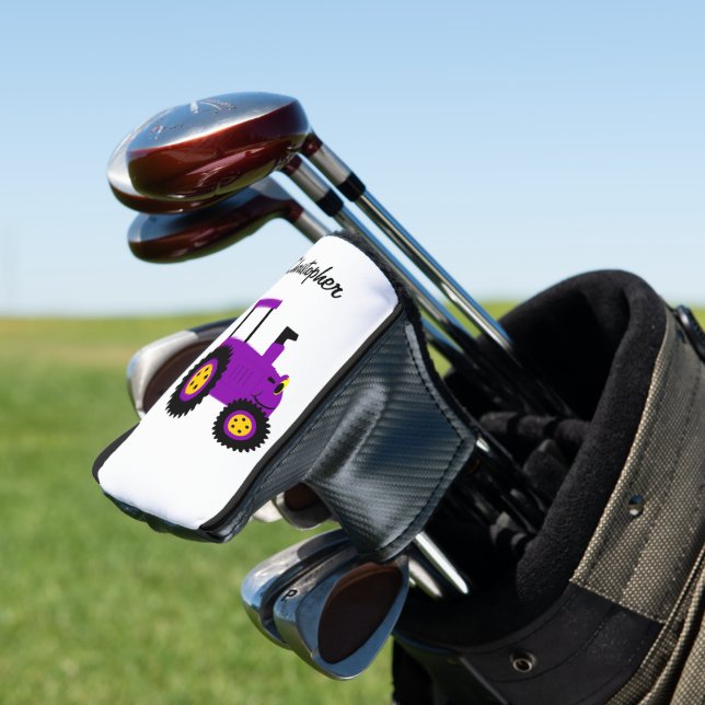 Purple Tractor Design Golf Head Cover (In Situ)