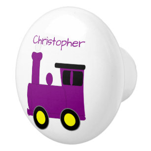 Purple Train Design Personalised Ceramic Knob