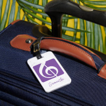 Purple Treble Clef Music Symbol Luggage Tag