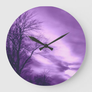 Purple Tree and Sky Wall Clock