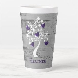 Purple Tree of Hearts Personalized Latte Mug
