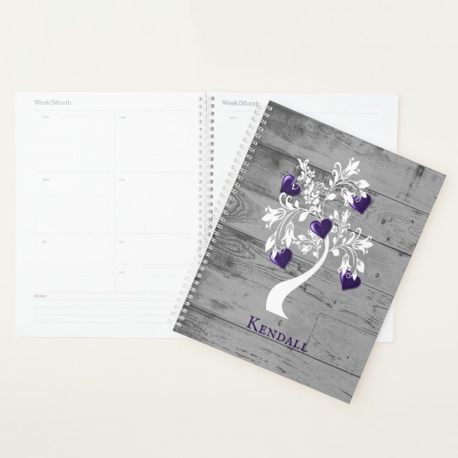Purple Tree of Hearts Personalized Planner (Display)
