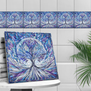 Purple Tree of Tranquility Mosaic art Tile