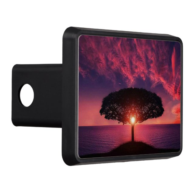 Purple Tree Sunset  Trailer Hitch Cover (Right)