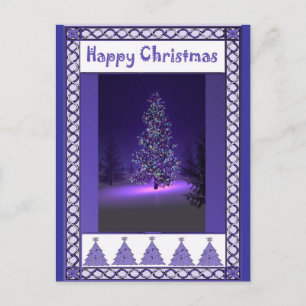Purple trees holiday postcard
