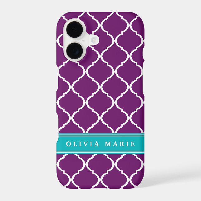 Purple Trellis Pattern Turquoise Name (Back)