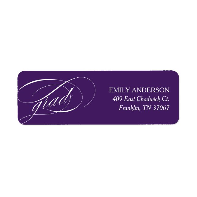 Purple Trendy Calligraphy Graduation Address (Front)