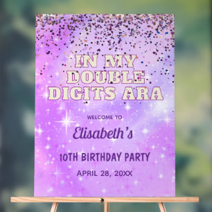 Purple Trendy In My Double Digits Era Birthday Acrylic Sign