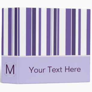 Purple Trendy Stripes Pattern. Custom Monogram Binder