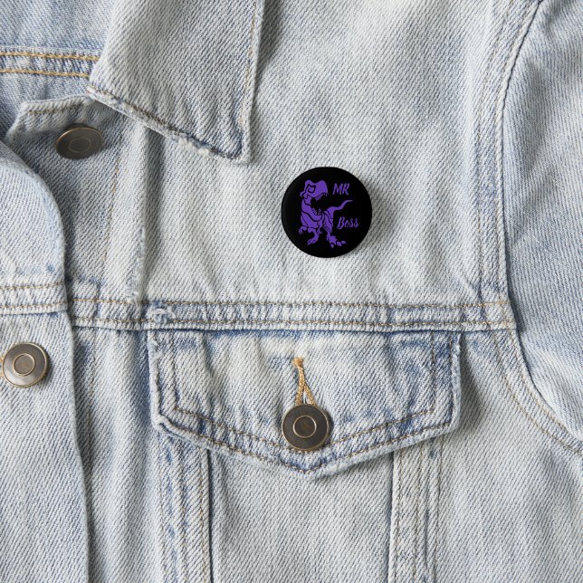 Purple Trex the Boss Dino 1 Inch Round Button (In Situ)