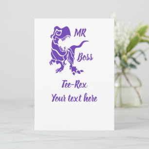 Purple Trex the Boss Dino Invitation