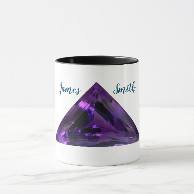 Purple Triangle Amethyst coffee Mug With Your Name (Center)