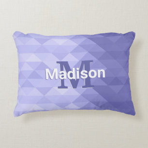 Purple triangle geometry square Monogram Accent Pillow