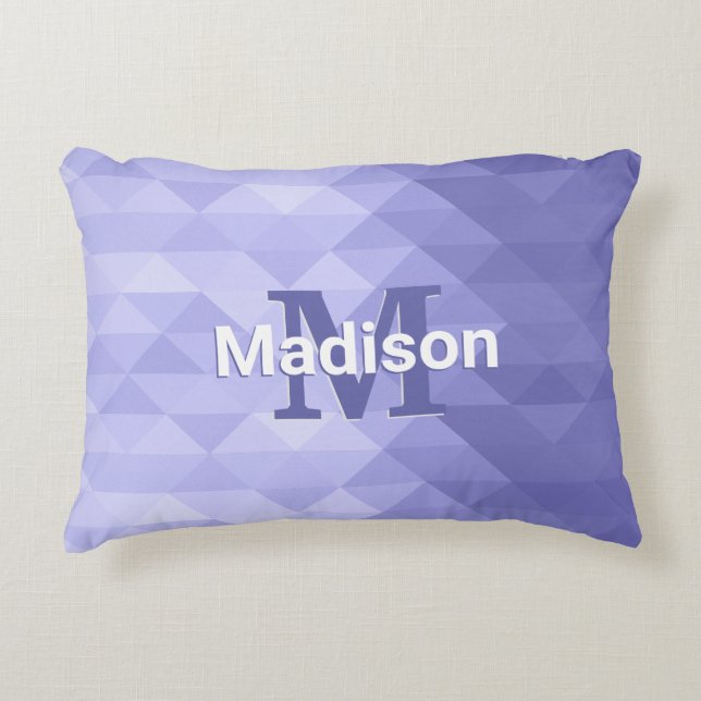 Purple triangle geometry square Monogram Accent Pillow (Front)