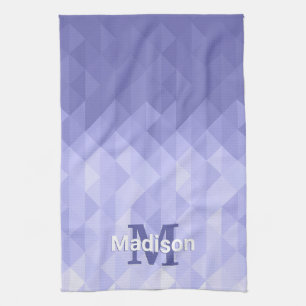 Purple triangle geometry square Monogram Kitchen Towel