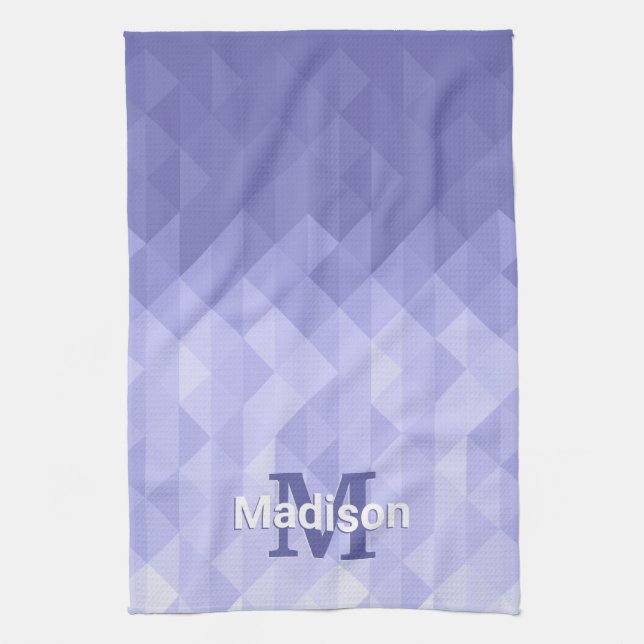 Purple triangle geometry square Monogram Kitchen Towel (Vertical)