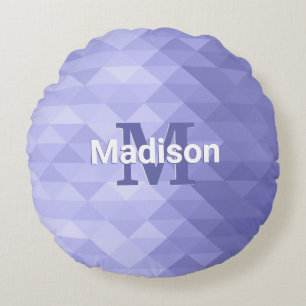 Purple triangle geometry square Monogram Round Pillow