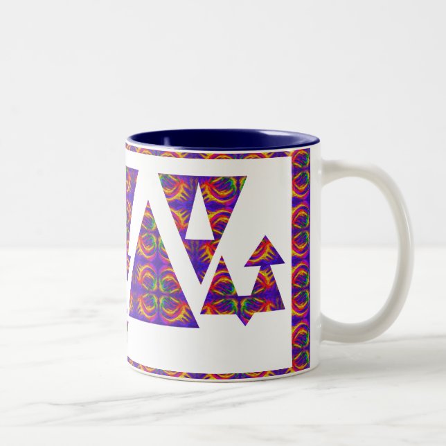 Purple Triangles and Arrows Two-Tone Coffee Mug (Right)