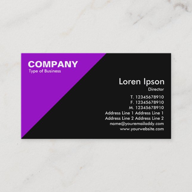 Purple Triangular Corner - Black Business Card (Front)