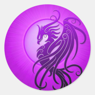 Purple Tribal Phoenix Classic Round Sticker