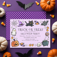 Purple Trick or Treat Kids Crayon Halloween Party 