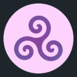 Purple Triskele Classic Round Sticker<br><div class="desc">A colourful purple triskelion symbol.</div>