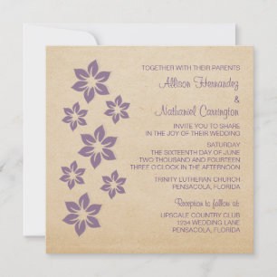 Purple Tropical Floral Wedding Invite
